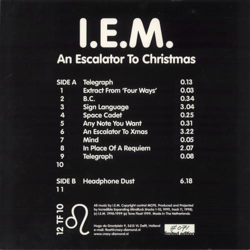I.E.M. An Escalator To Christmas - Green Vinyl vinyl LP album (LP record) Dutch IDJLPAN868330