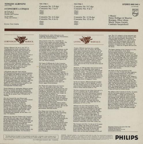 I Musici Albinoni: 4 Concerti Per 2 Oboi, Op.9 - EX vinyl LP album (LP record) Dutch IEOLPAL760359