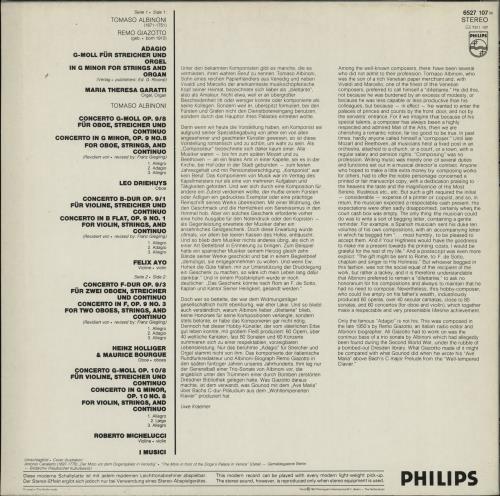 I Musici Albinoni: Adagio vinyl LP album (LP record) UK IEOLPAL765683