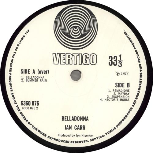 Ian Carr Belladonna vinyl LP album (LP record) UK ICRLPBE717176
