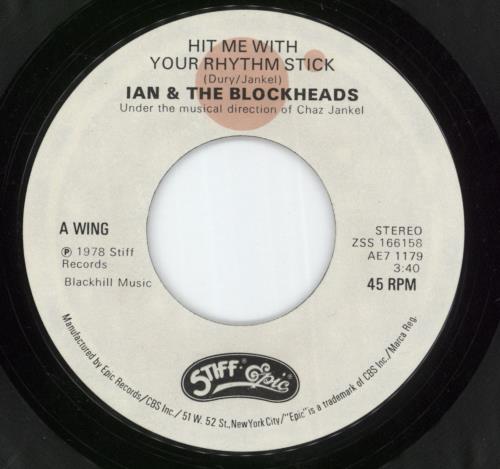 Ian Dury Hit Me With Your Rhythm Stick - P/S 7" vinyl single (7 inch record / 45) US IND07HI870819