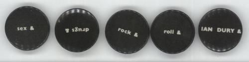 Ian Dury Sex & Drugs & Rock & Roll - Complete Badge Set badge UK INDBGSE870745