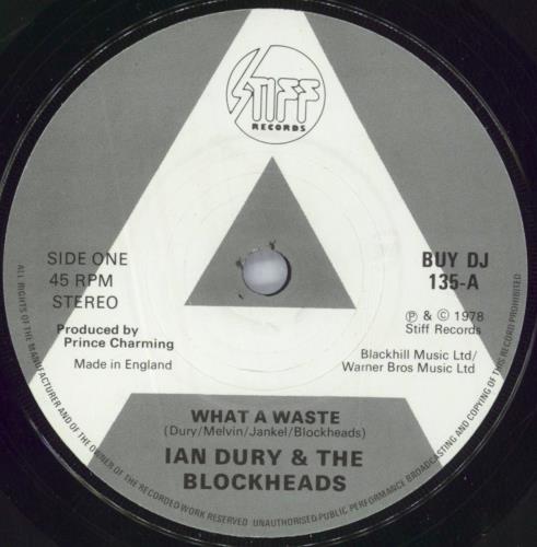 Ian Dury What A Waste 7" vinyl single (7 inch record / 45) UK IND07WH820018