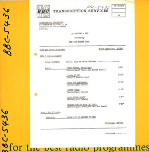 Ian Hunter In Concert vinyl LP album (LP record) UK IHULPIN229794