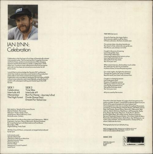 Ian Lynn Celebration vinyl LP album (LP record) UK ZBZLPCE715671