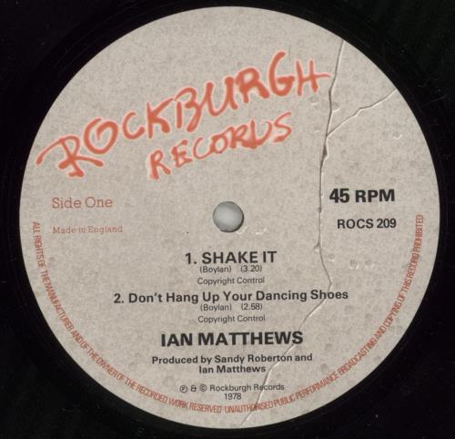 Ian Matthews Shake It - Promo Sleeve 12" vinyl single (12 inch record / Maxi-single) UK IAM12SH875731