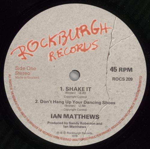 Ian Matthews Shake It 12" vinyl single (12 inch record / Maxi-single) UK IAM12SH227042