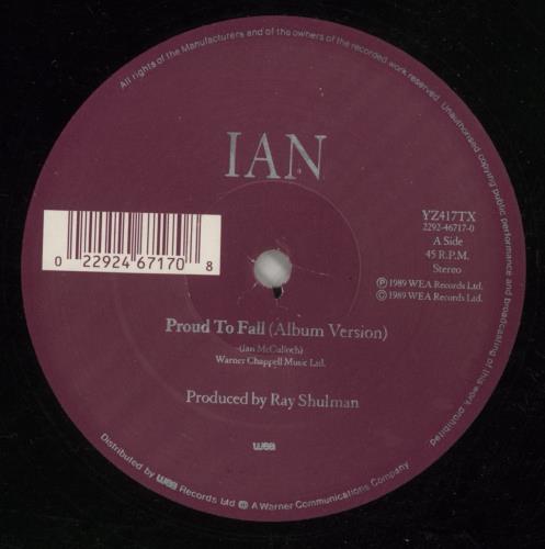 Ian McCulloch Proud To Fall 12" vinyl single (12 inch record / Maxi-single) UK IAN12PR25328