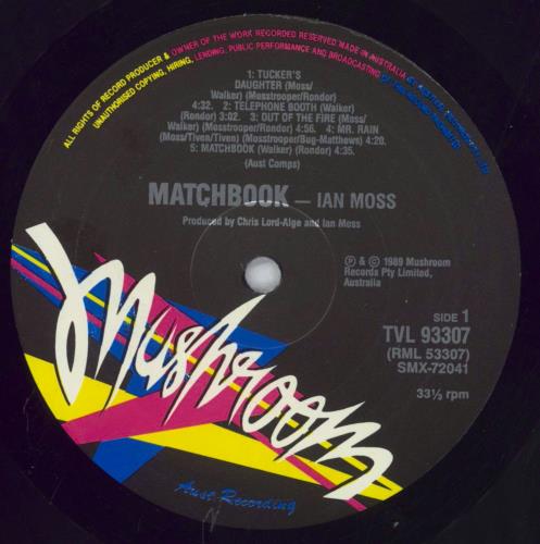 Ian Moss Matchbook vinyl LP album (LP record) Australian IMOLPMA827314