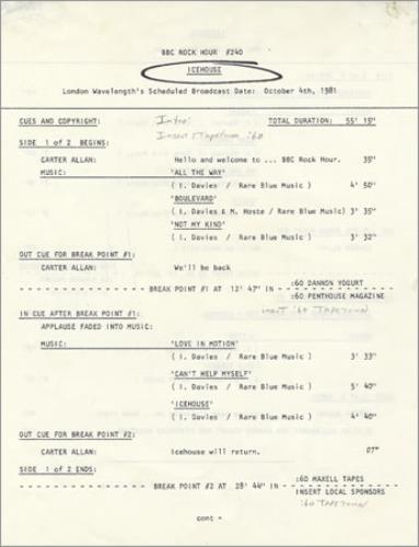 Icehouse BBC Rock Hour vinyl LP album (LP record) US ICELPBB325464