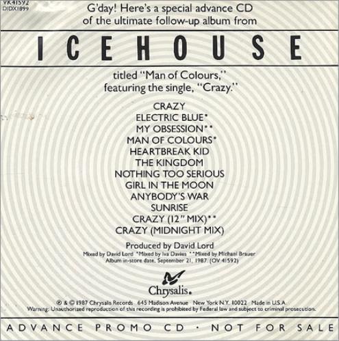 Icehouse Play Crazy For Me CD album (CDLP) US ICECDPL88867