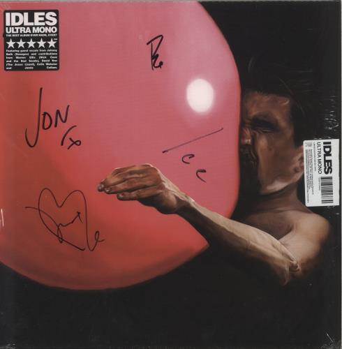 Idles Ultra Mono - White/Black Swirl Vinyl - Autographed vinyl LP album (LP record) UK Q7LLPUL880873