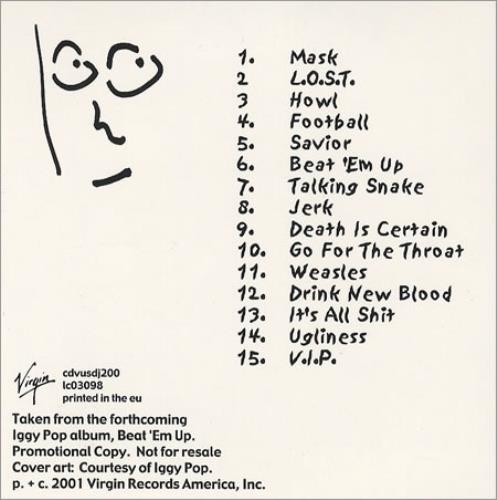 Iggy Pop Beat 'Em Up CD album (CDLP) UK IGGCDBE188456