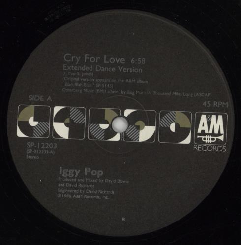 Iggy Pop Cry For Love 12" vinyl single (12 inch record / Maxi-single) US IGG12CR347106