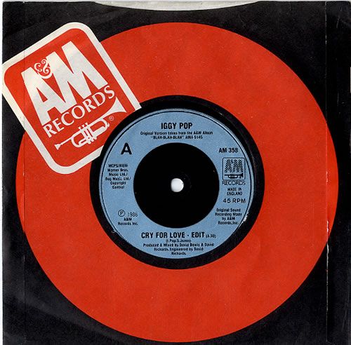 Iggy Pop Cry For Love 7" vinyl single (7 inch record / 45) UK IGG07CR628042