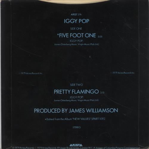Iggy Pop Five Foot One 7" vinyl single (7 inch record / 45) UK IGG07FI701274