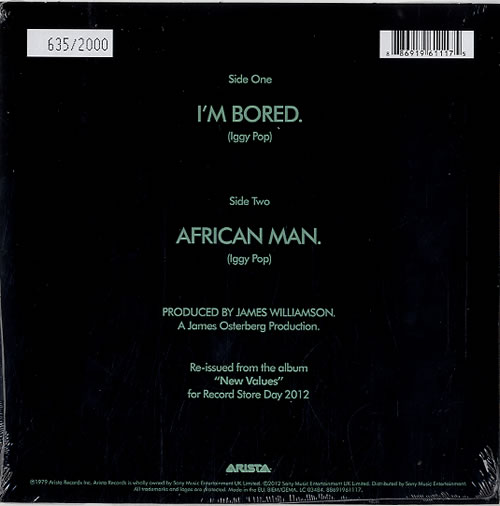 Iggy Pop I'm Bored - RSD12 - Green Vinyl + Numbered Sleeve - Sealed 7" vinyl single (7 inch record / 45) UK IGG07IM620943