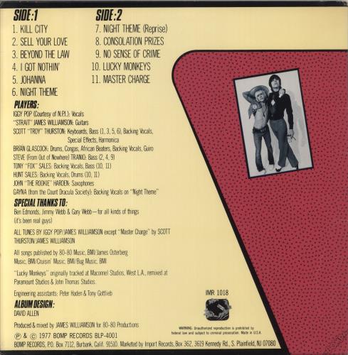 Iggy Pop Kill City vinyl LP album (LP record) US IGGLPKI387416