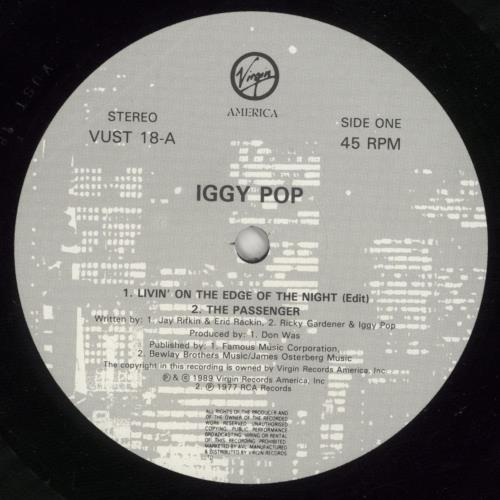 Iggy Pop Livin' On The Edge Of The Night - Limited Edition 12" vinyl single (12 inch record / Maxi-single) UK IGG12LI26343