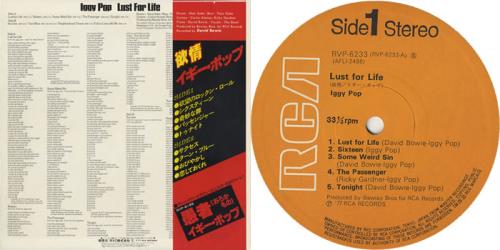 Iggy Pop Lust For Life + Obi vinyl LP album (LP record) Japanese IGGLPLU455438