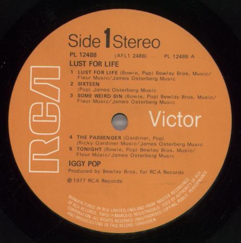 Iggy Pop Lust For Life - 1st - EX vinyl LP album (LP record) UK IGGLPLU705406