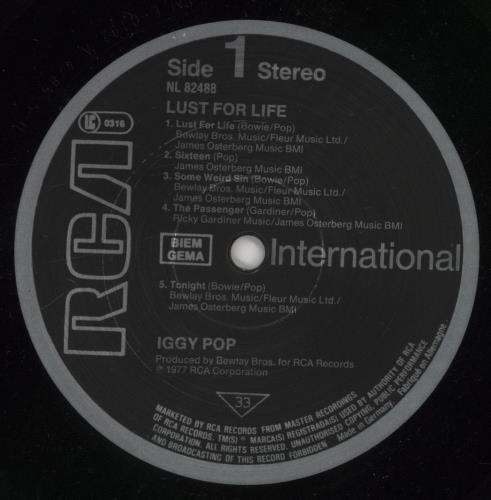 Iggy Pop Lust For Life - barcoded p/s vinyl LP album (LP record) German IGGLPLU861390