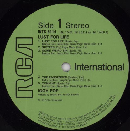 Iggy Pop Lust For Life - EX vinyl LP album (LP record) UK IGGLPLU829391