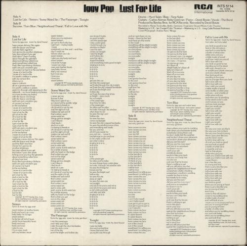 Iggy Pop Lust For Life - EX vinyl LP album (LP record) UK IGGLPLU829391