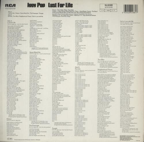 Iggy Pop Lust For Life vinyl LP album (LP record) German IGGLPLU397847