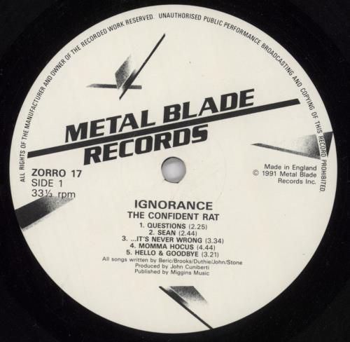 Ignorance The Confident Rat vinyl LP album (LP record) UK 64-LPTH830872