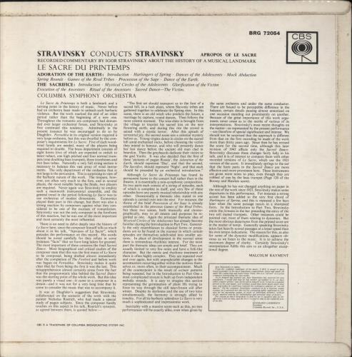 Igor Stravinsky Le Sacre Du Printemps vinyl LP album (LP record) UK S0ULPLE838299