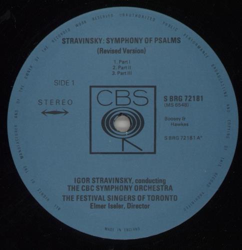 Igor Stravinsky Stravinsky Conducts Symphony Of Psalms / Symphony In C vinyl LP album (LP record) UK S0ULPST698103