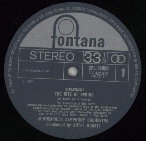 Igor Stravinsky The Rite Of Spring (Le Sacre Du Printemps) vinyl LP album (LP record) UK S0ULPTH641731