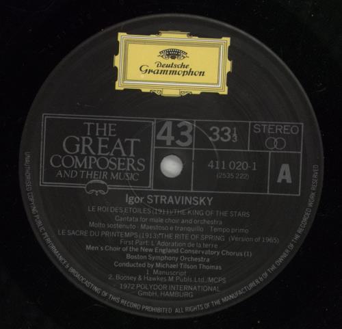Igor Stravinsky The Rite Of Spring / The King Of The Stars vinyl LP album (LP record) UK S0ULPTH876063