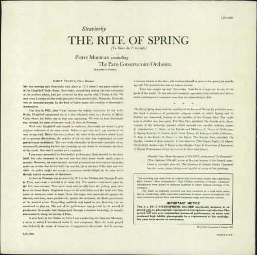 Igor Stravinsky The Rite Of Spring vinyl LP album (LP record) US S0ULPTH829652
