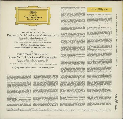 Igor Stravinsky Violinkonzert In D vinyl LP album (LP record) German S0ULPVI763745