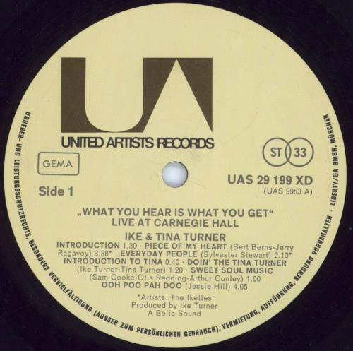 Ike & Tina Turner What You Hear Is What You Get - Live At Carnegie Hall 2-LP vinyl record set (Double LP Album) German I&T2LWH809831