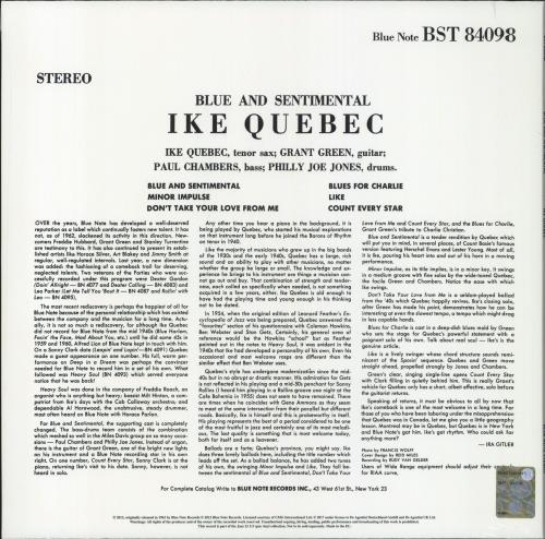 Ike Quebec Blue And Sentimental - 180gm Vinyl - Sealed + Booklet vinyl LP album (LP record) UK IKQLPBL794372