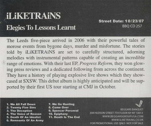 Iliketrains Elegies To Lessons Learnt CD album (CDLP) US IA_CDEL477481