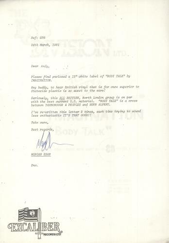 Imagination Body Talk - White Label 12" vinyl single (12 inch record / Maxi-single) UK IMA12BO744252