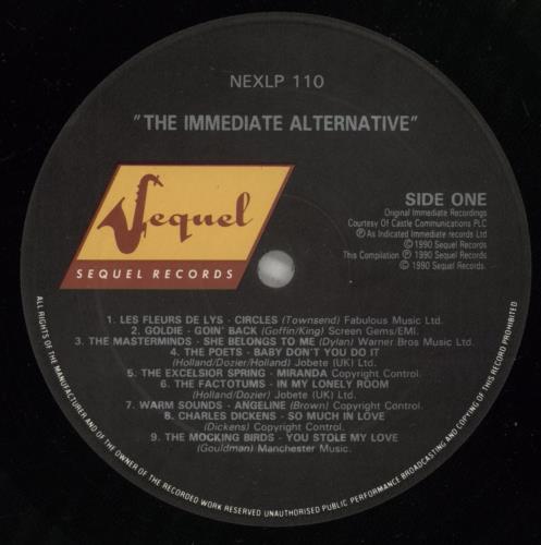 Immediate Label The Immediate Alternative vinyl LP album (LP record) UK MMTLPTH875743