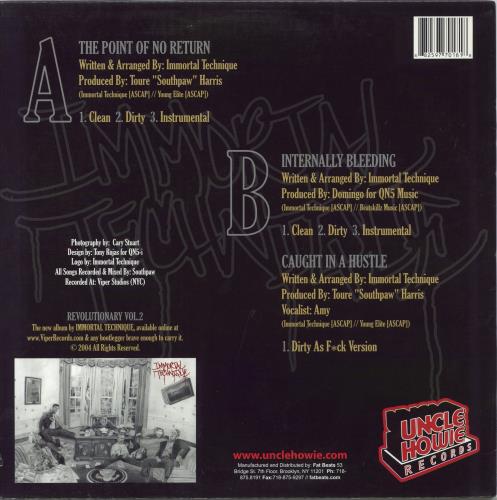 Immortal Technique The Point Of No Return 12" vinyl single (12 inch record / Maxi-single) US 3MP12TH792967