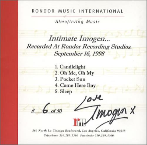 Imogen Heap Intimate Imogen... - Autographed CD-R acetate US IHPCRIN338865