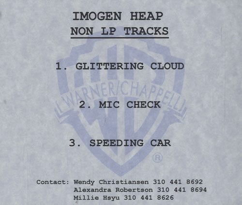 Imogen Heap Non LP Tracks CD-R acetate US IHPCRNO484942