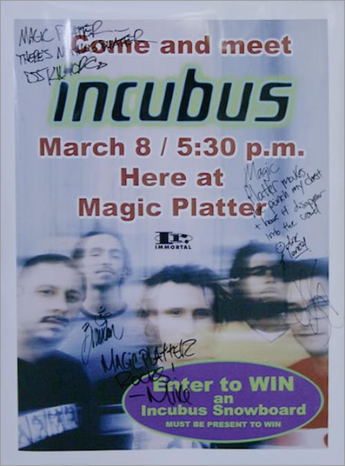Incubus In-Store Appearance - Autographed poster US IUUPOIN527286