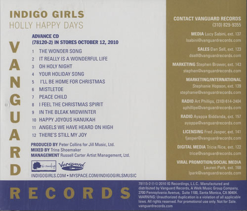 Indigo Girls Holly Happy Days CD album (CDLP) US IDGCDHO521588