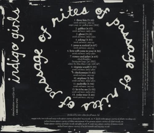 Indigo Girls Rites Of Passage CD album (CDLP) US IDGCDRI32160