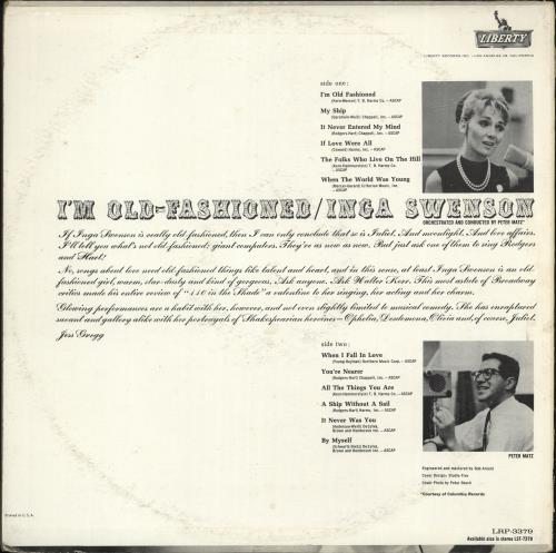 Inga Swenson I'm Old Fashioned vinyl LP album (LP record) US QN6LPIM700365