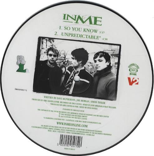 InMe So You Know 7" vinyl picture disc (7 inch picture disc single) UK I-M7PSO338246