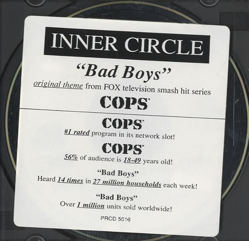 Inner Circle Bad Boys (Theme From Cops) CD single (CD5 / 5") US IC2C5BA453864
